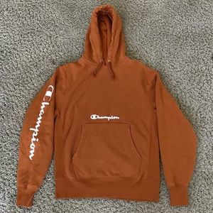 orange champion reverse weave hoodie